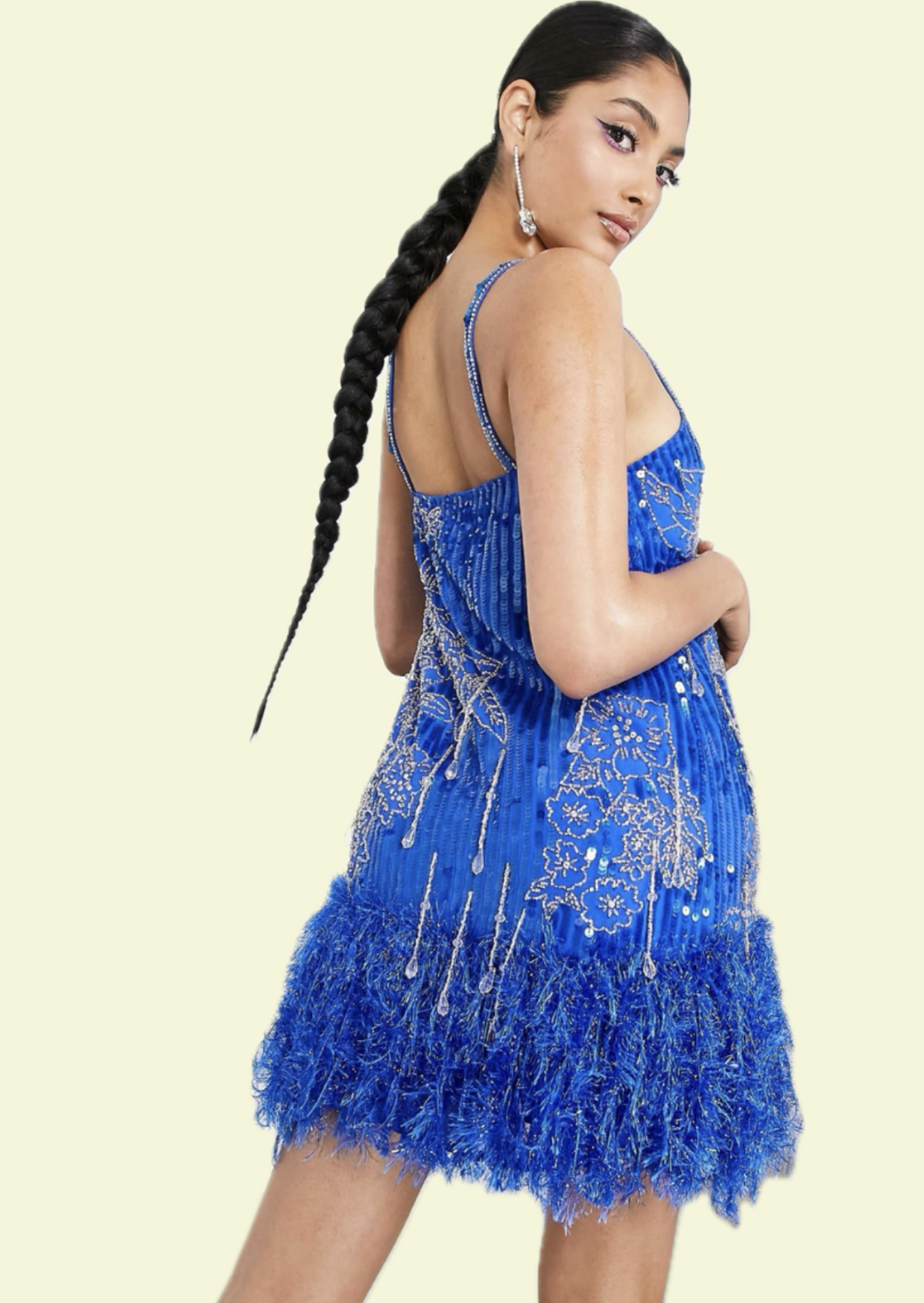 Blue Feather Glam Dress