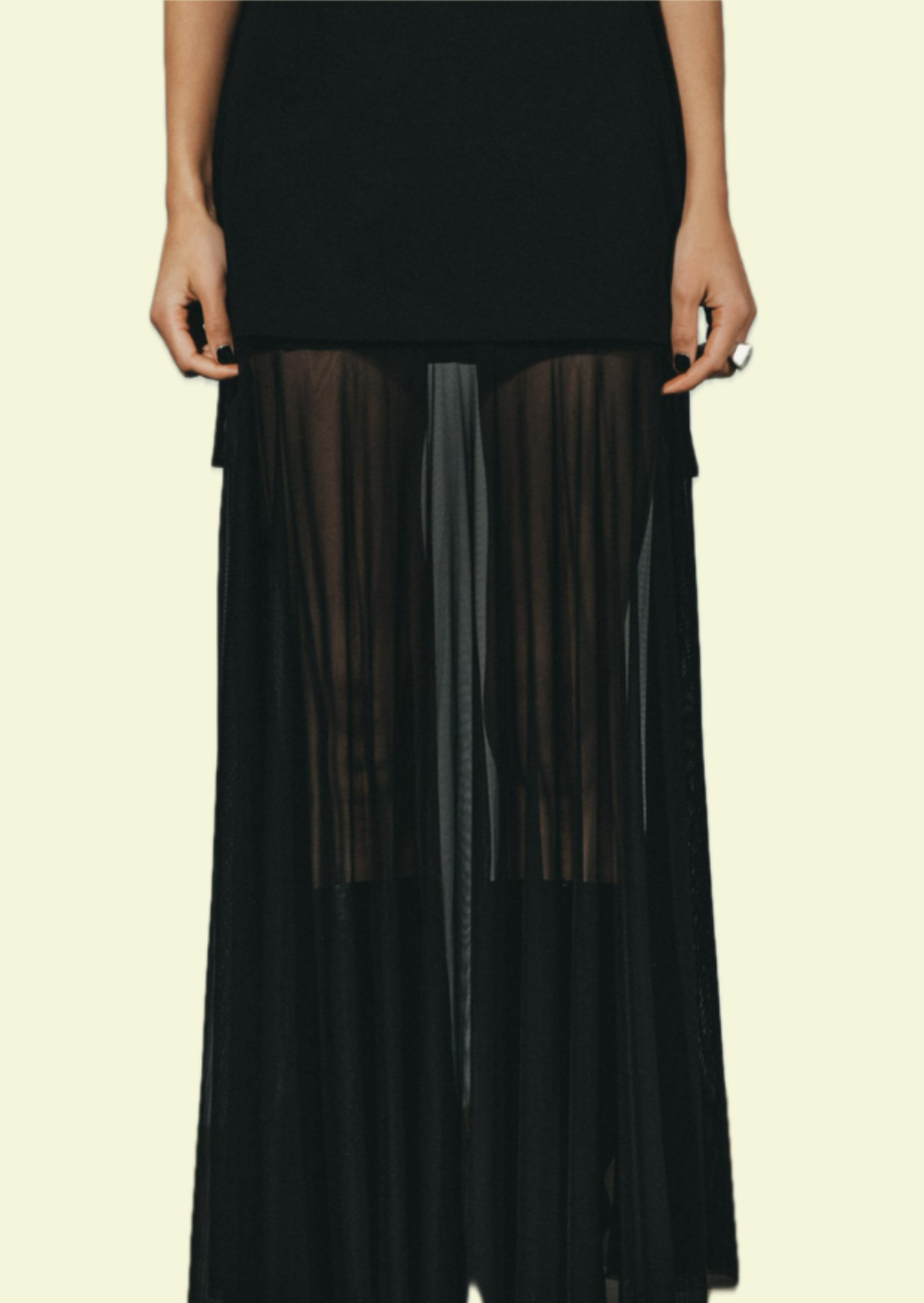 Black Mesh Halter Maxi Dress - Pineloue
