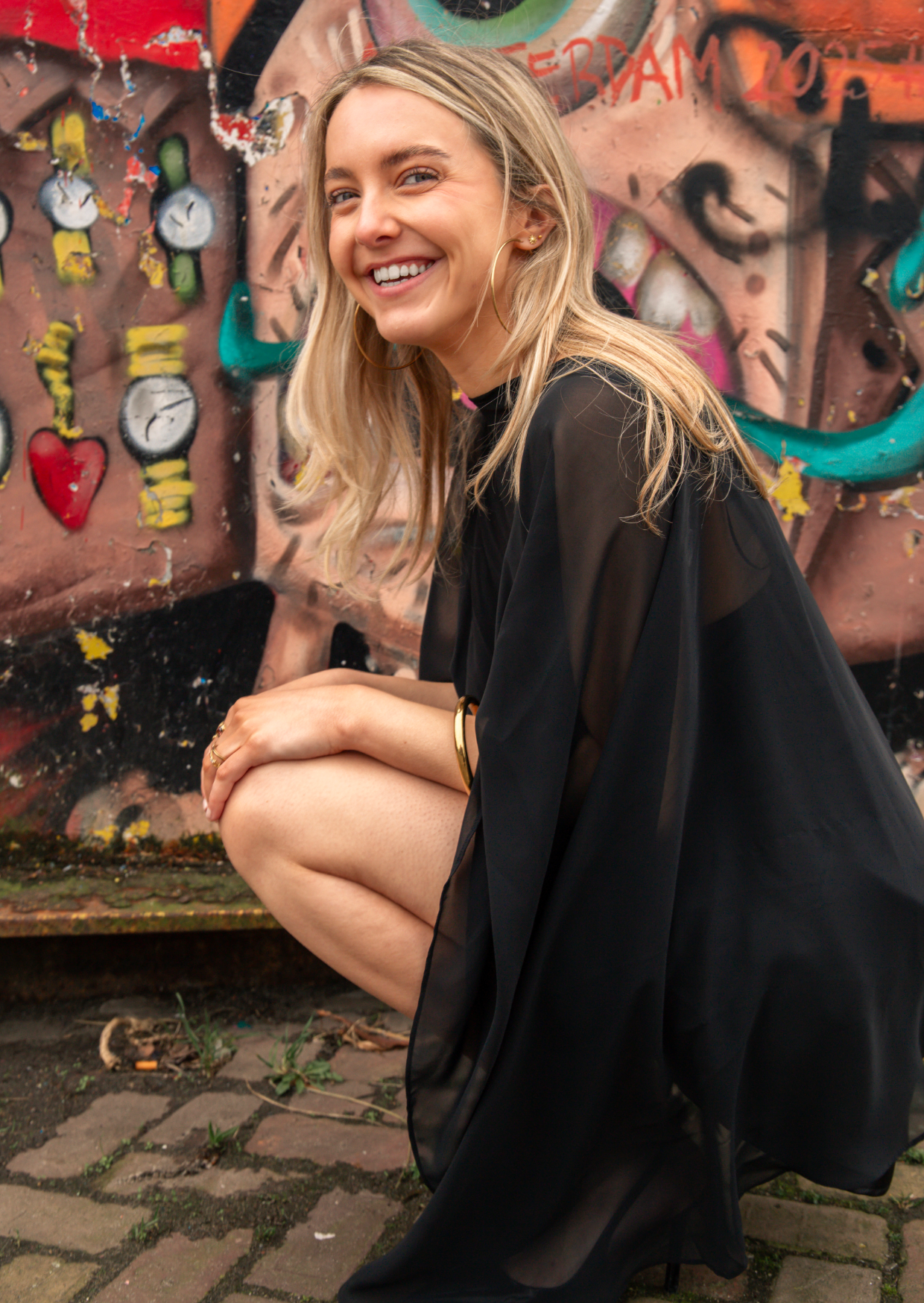 Black Cape Mesh Mini Dress - Pineloue