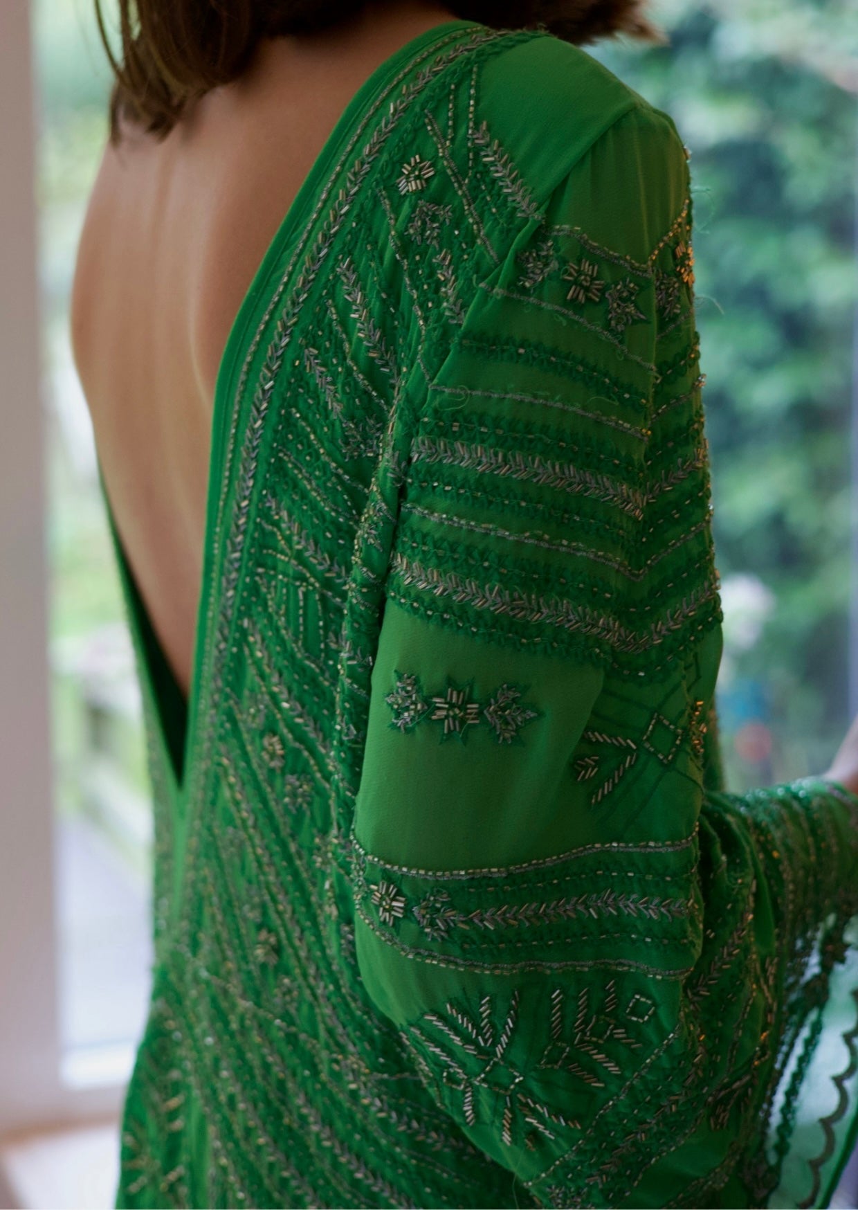 Close Up Green Beaded Tunic Dress