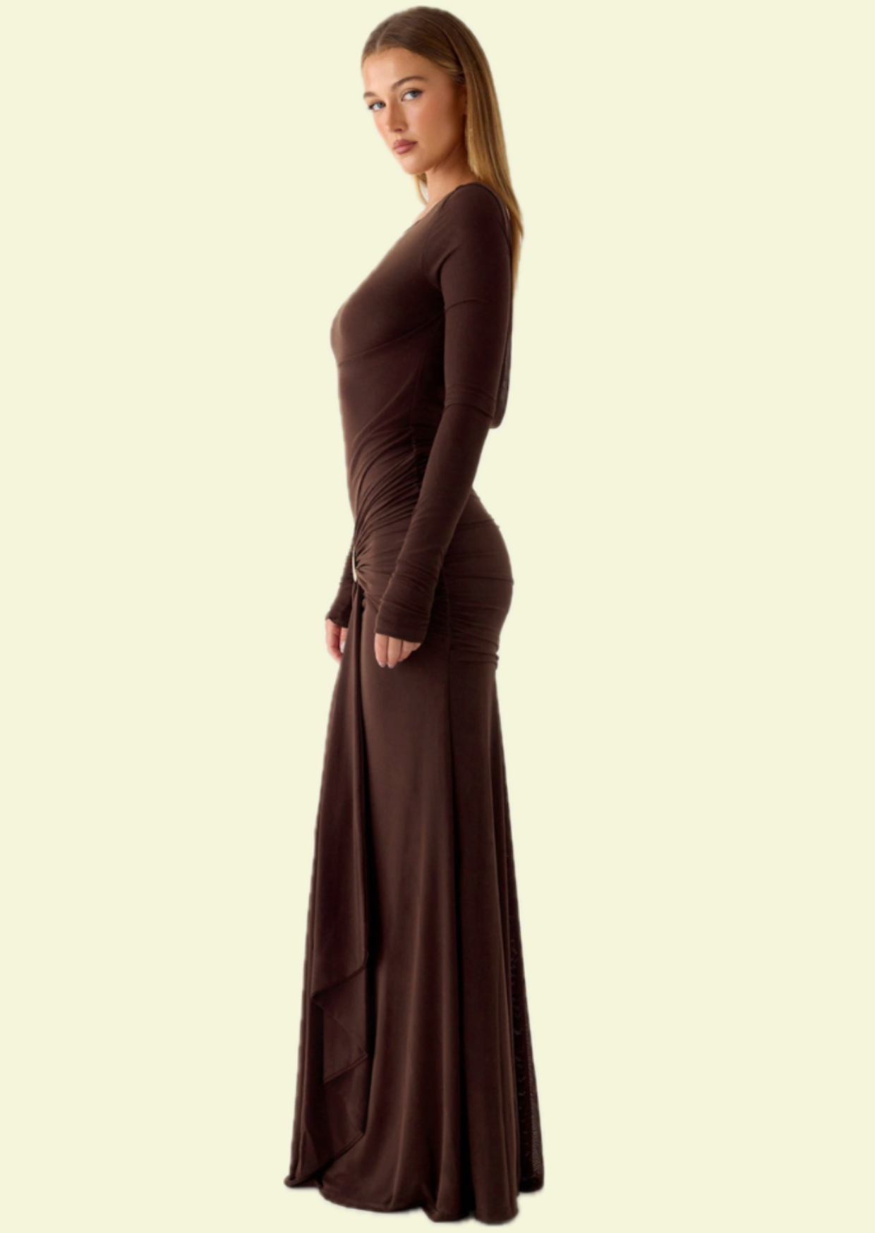 Espresso Drape Gown