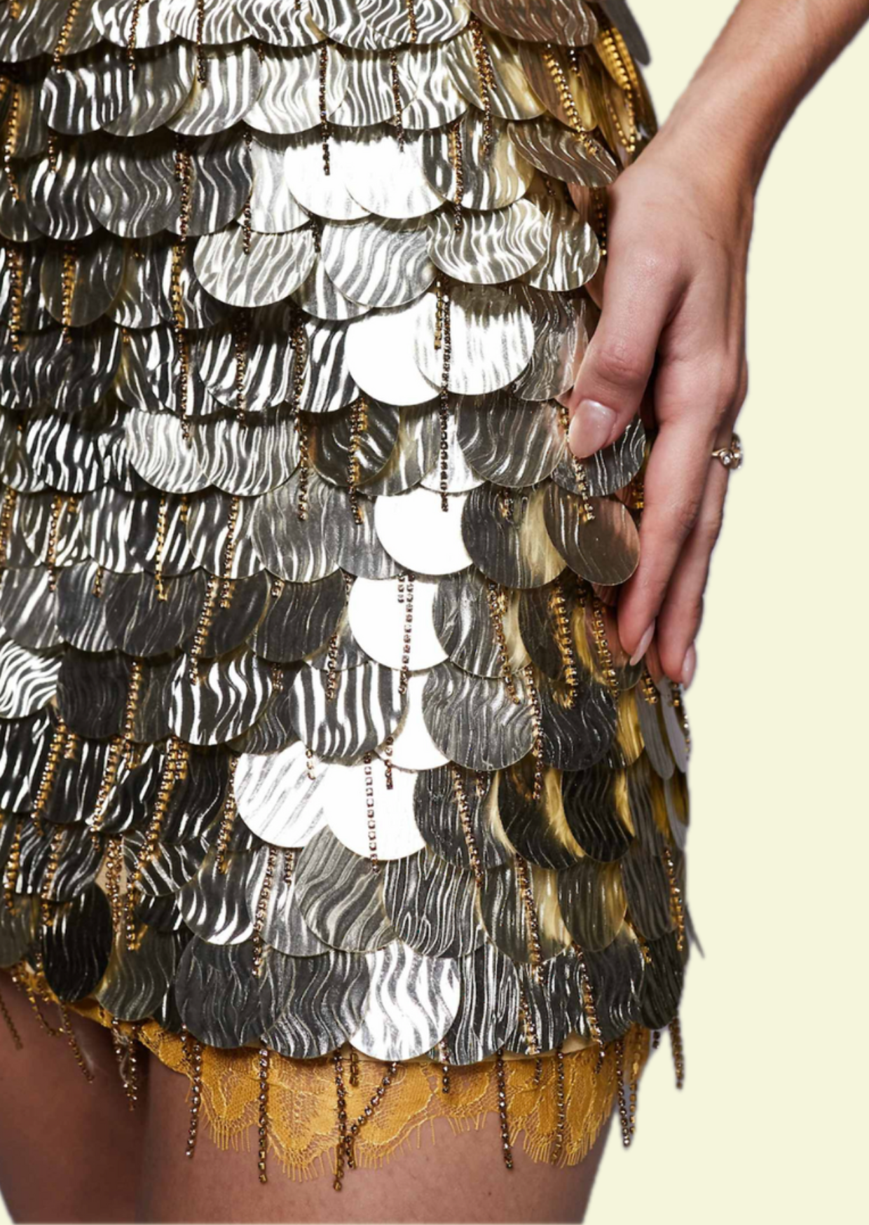 Gold Sequin Mini Dress - Pineloue