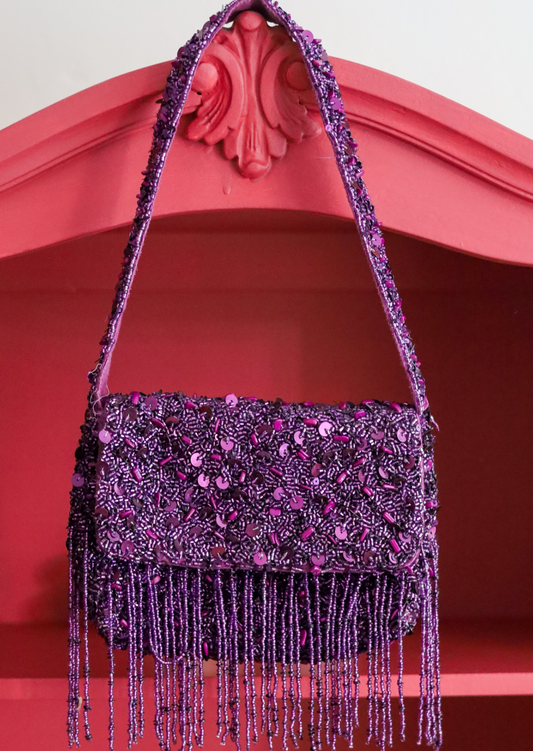 Purple Sequin Fringe Bag