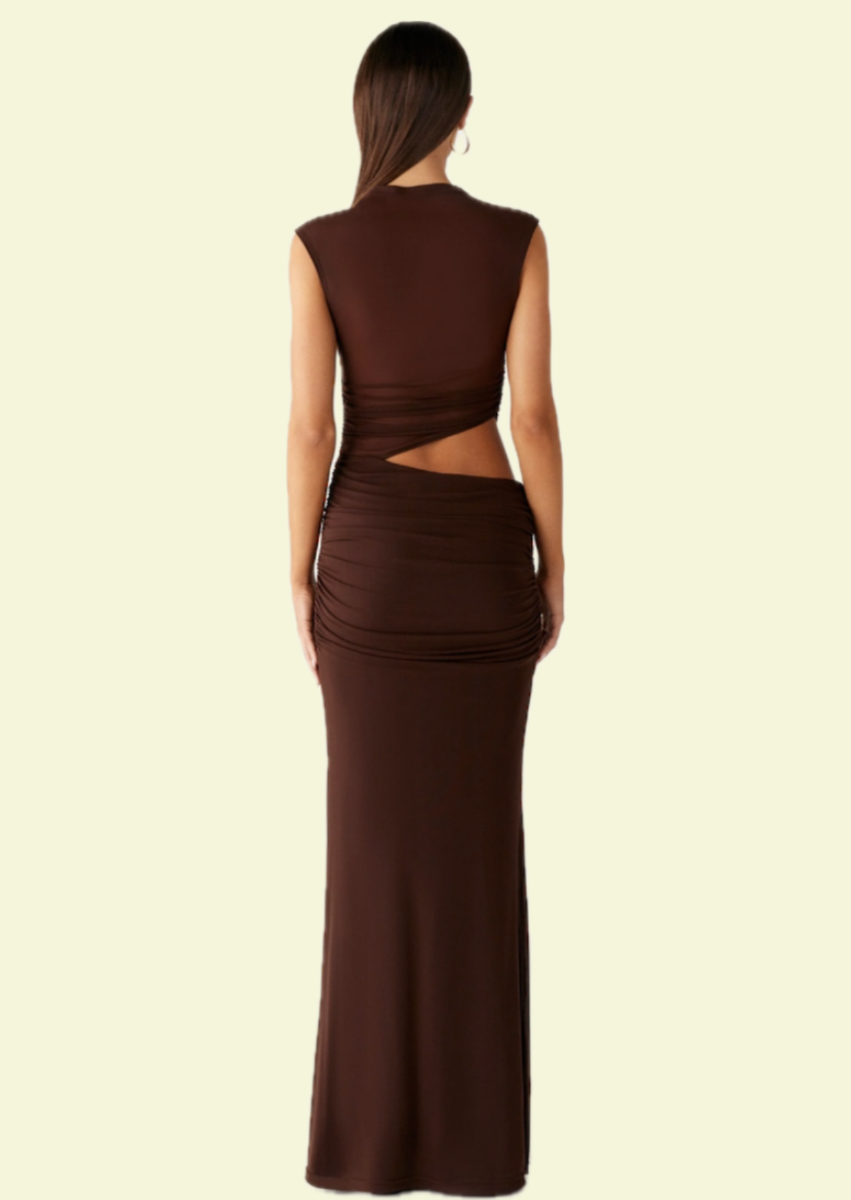 Brown Cut-Out Maxi Dress - Pineloue