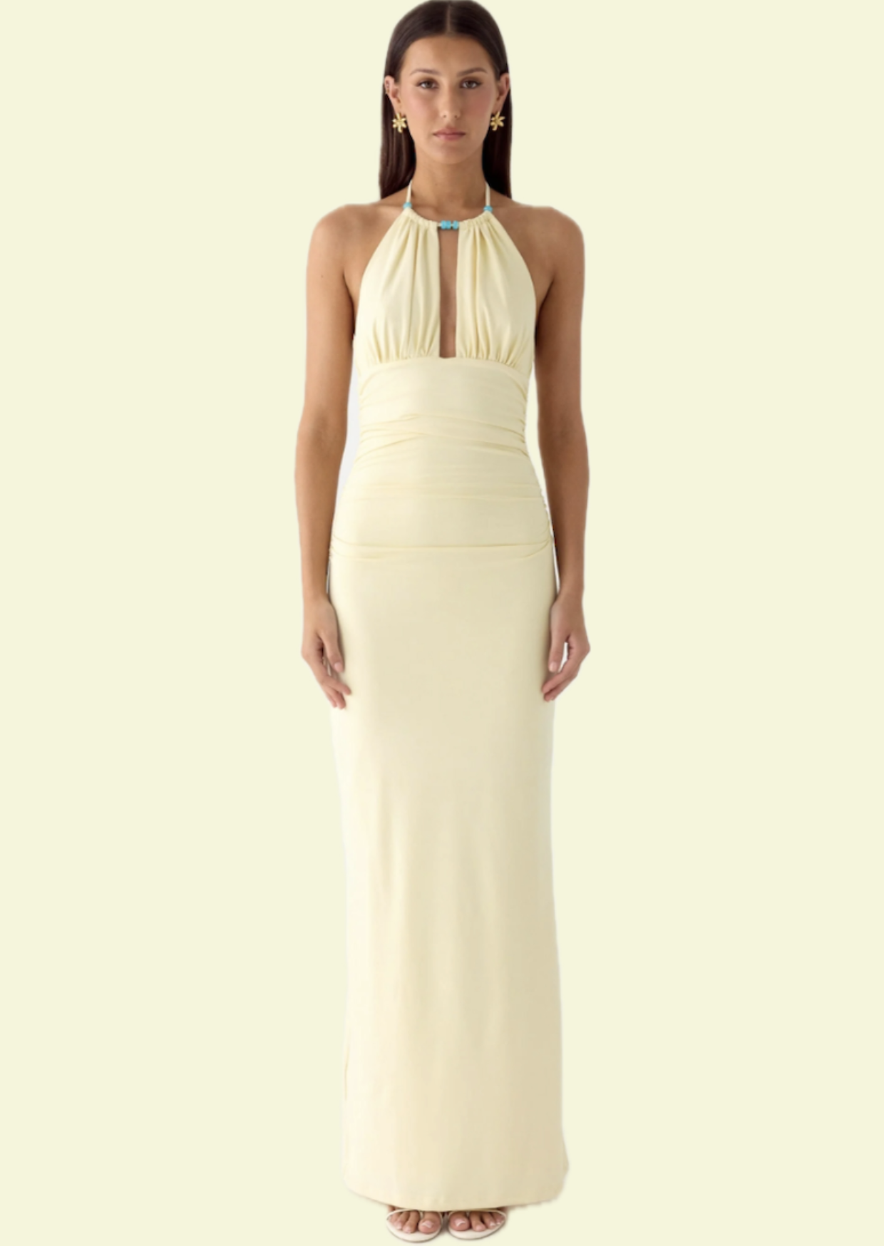 Buttercream Halter Maxi Dress - Pineloue