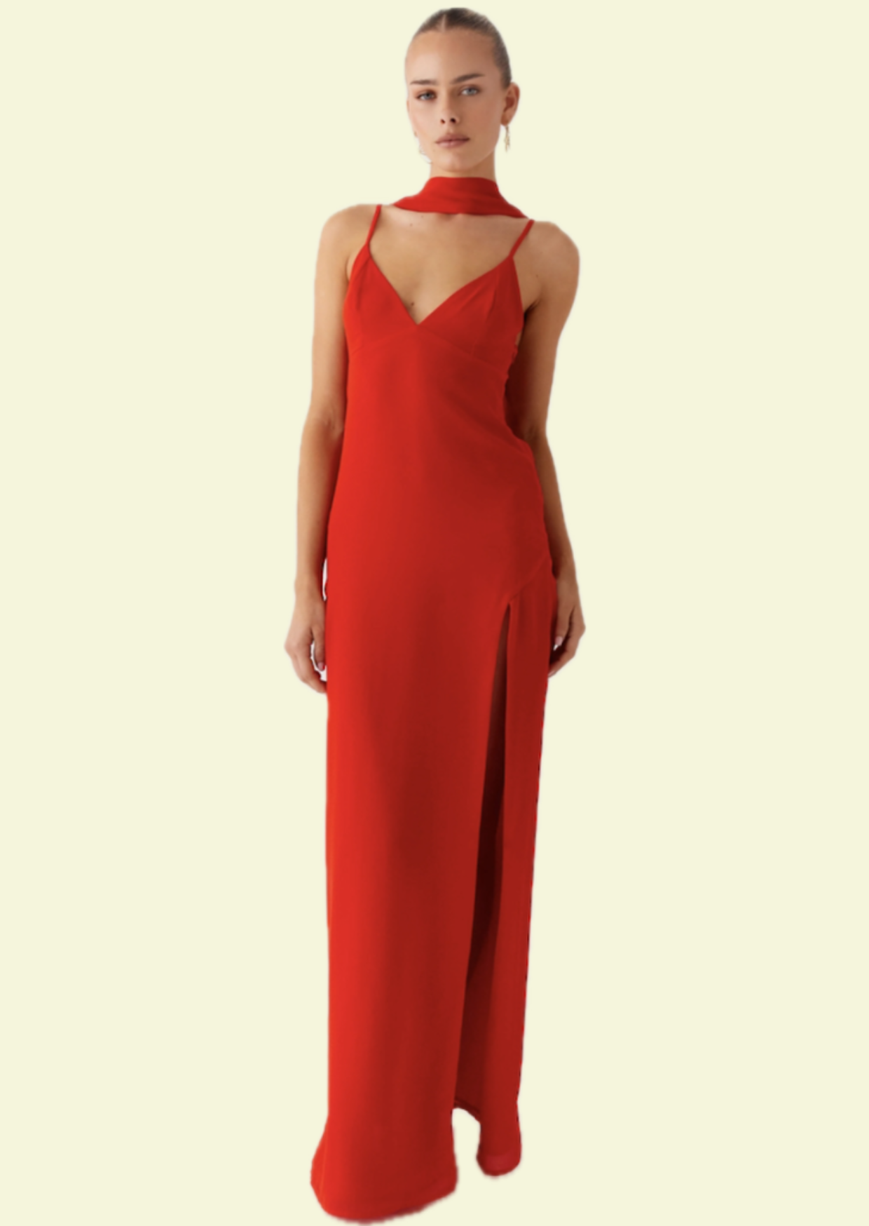 Scarlet Scarf Split Maxi Dress - Pineloue