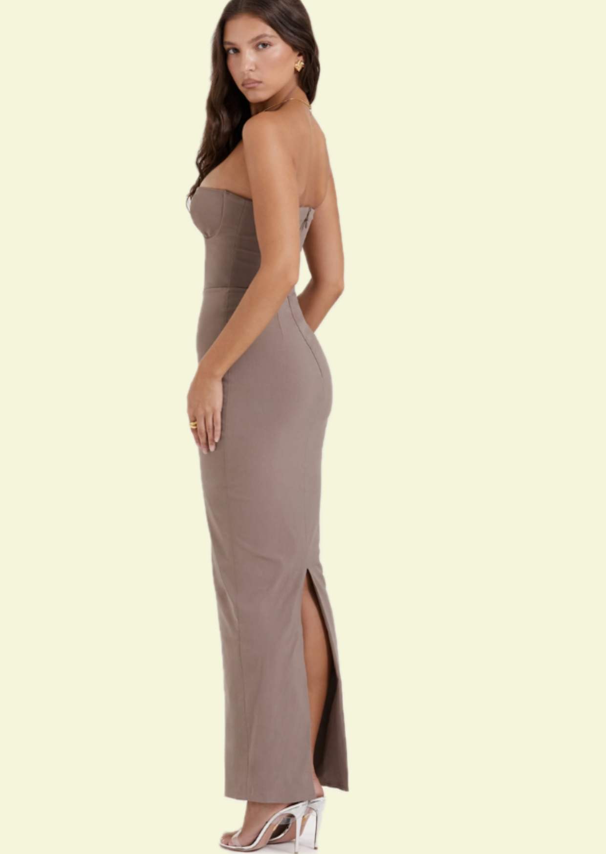 Mocha Strapless Maxi Dress