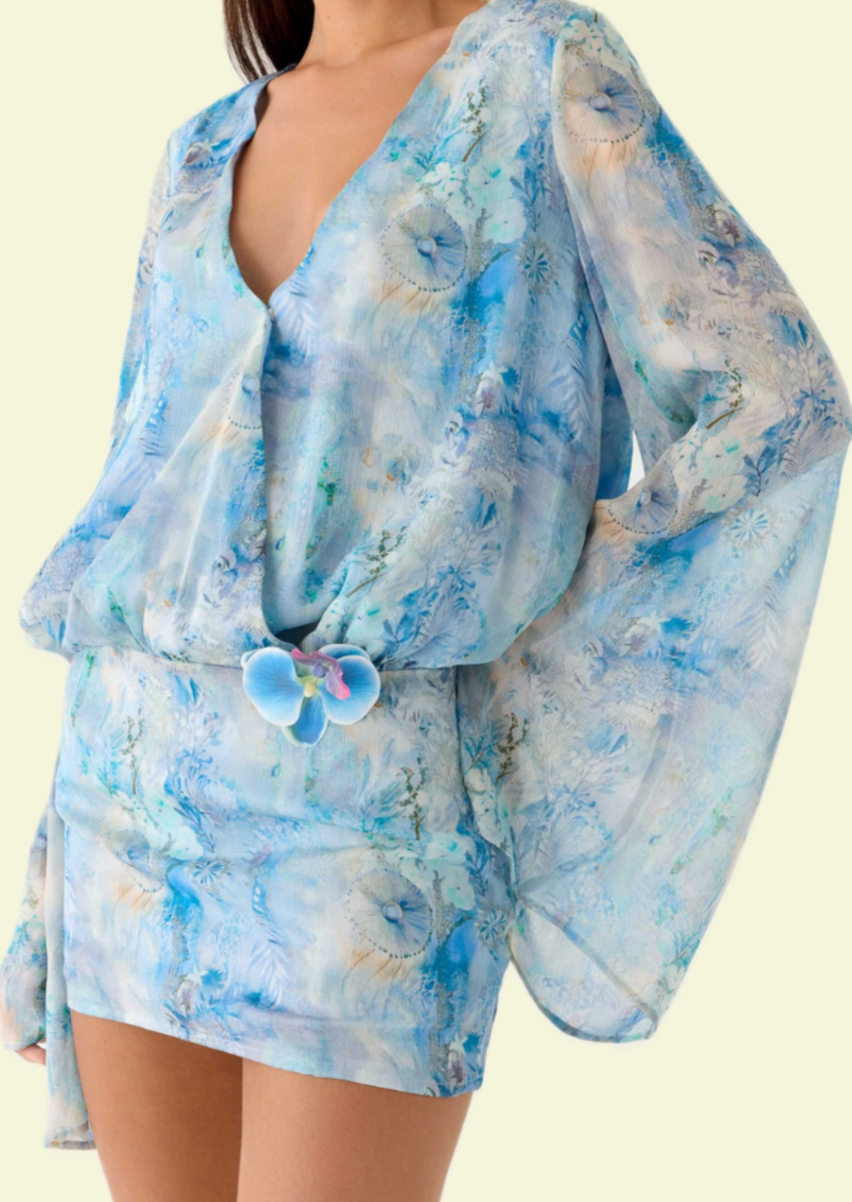 Ocean Blue Kaftan Mini Dress