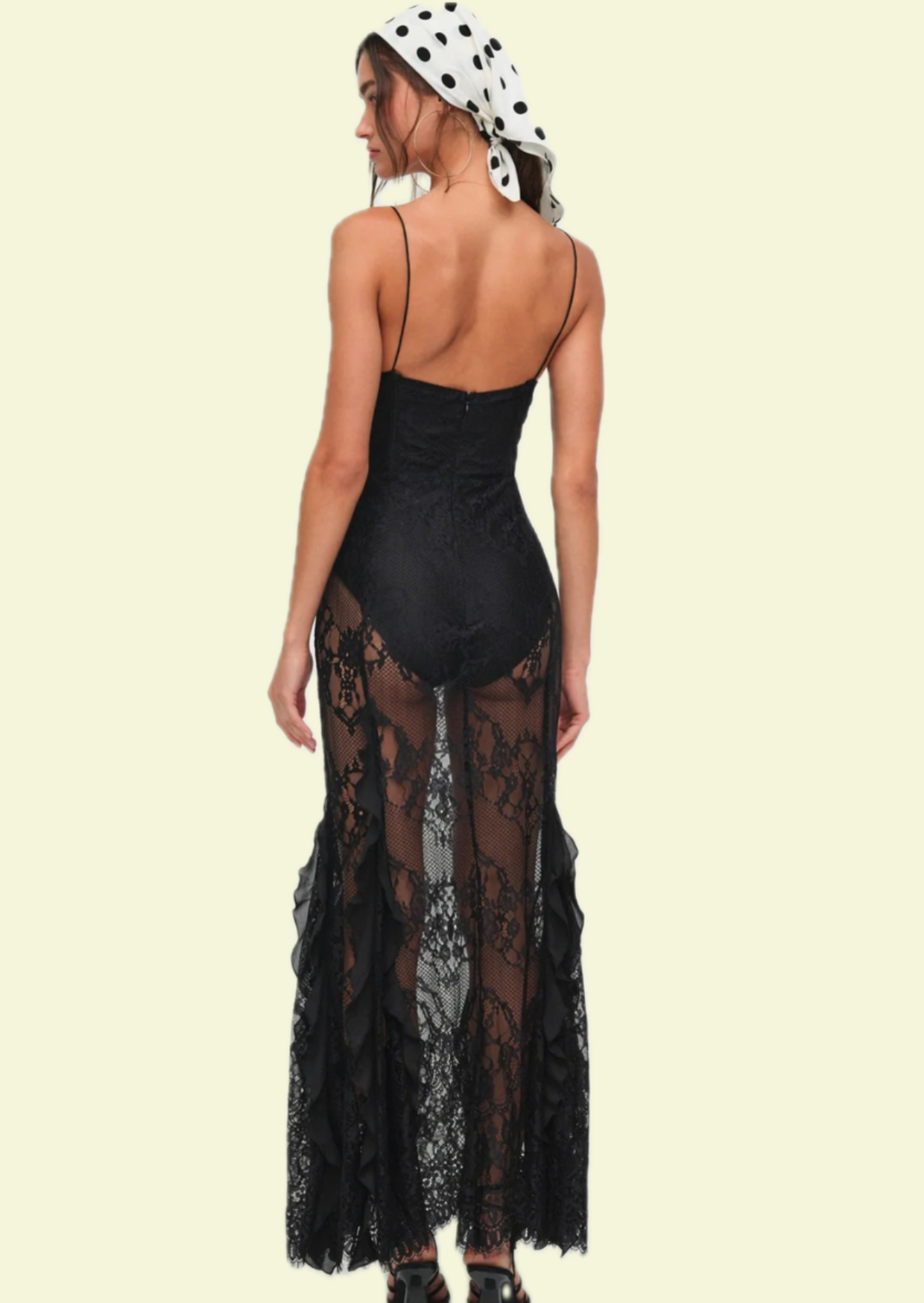 Noir Lace Couture Maxi Dress - Pineloue