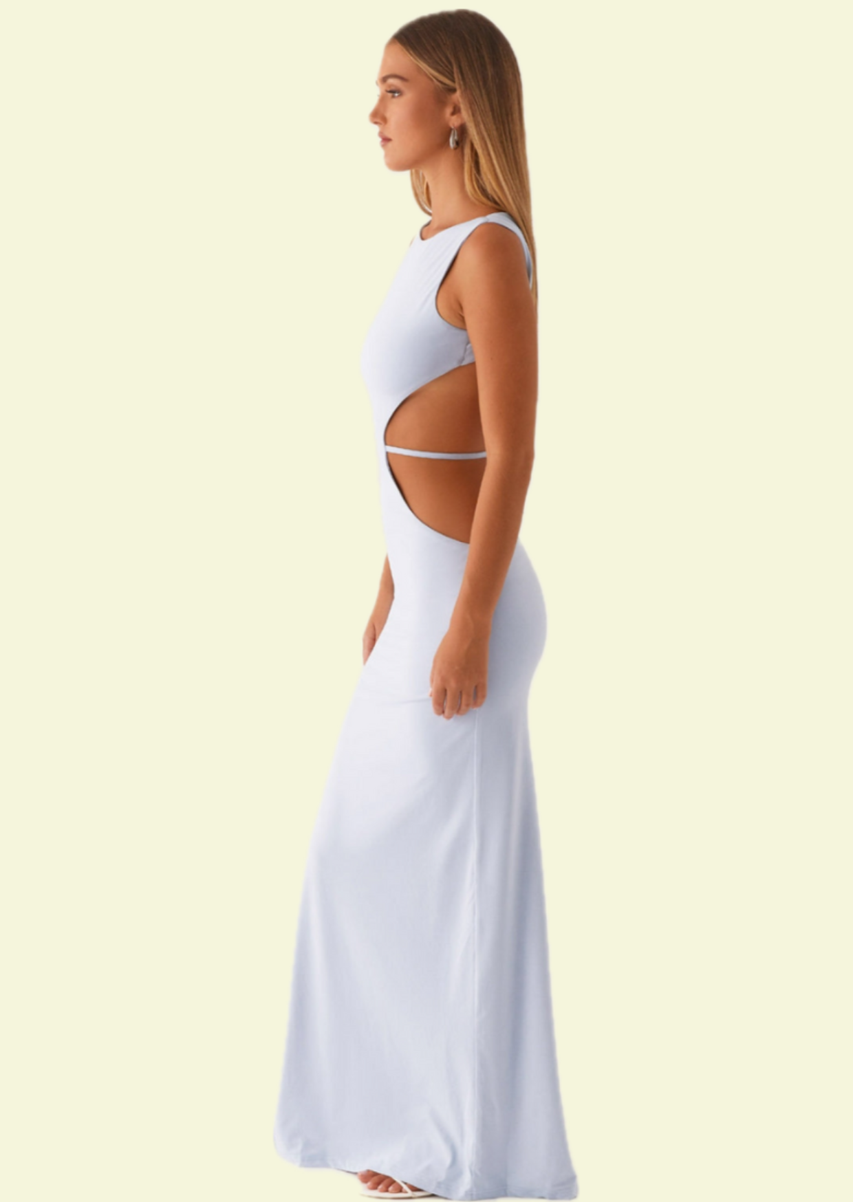 Ice Blue Cut-Out Maxi Dress - Pineloue