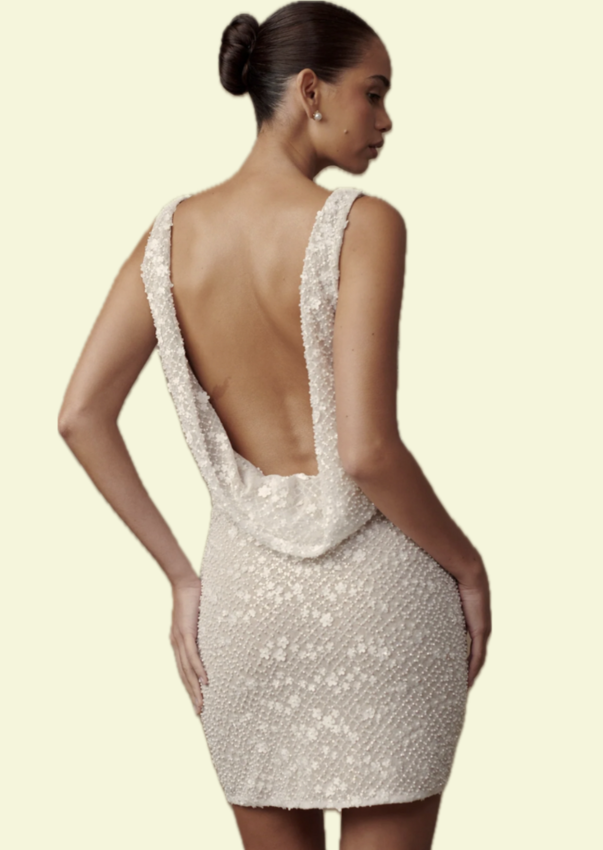 Ivory Drape Mini Dress - Pineloue