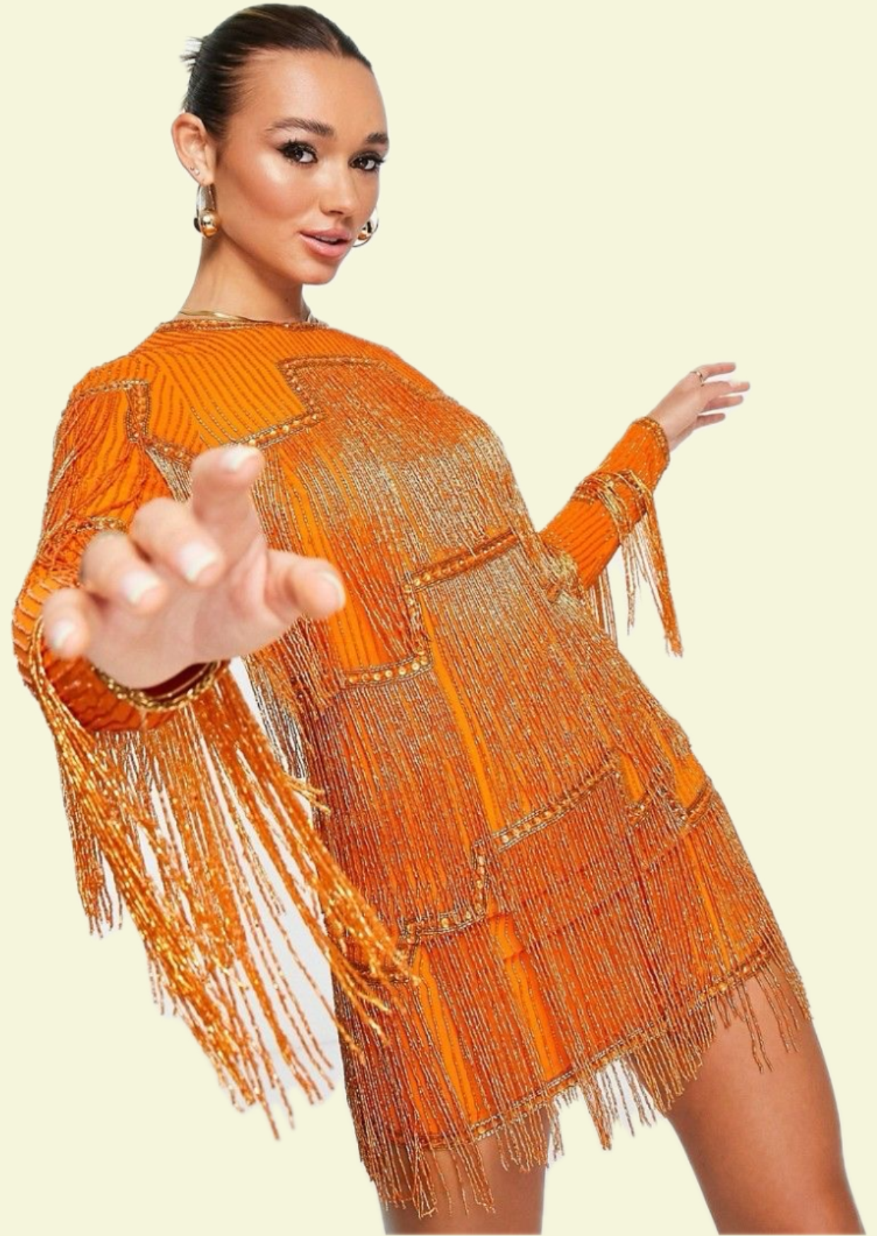Orange Fringe Mini Dress - Pineloue