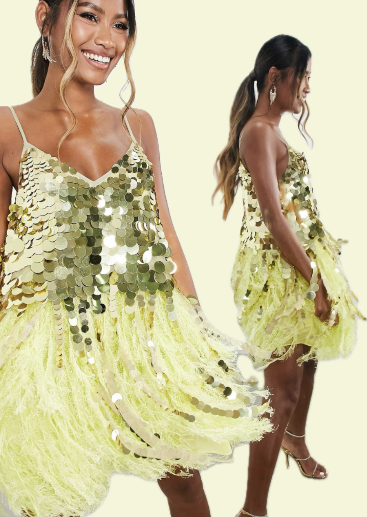 Lumière Fringe Sequin Mini Dress - Pineloue