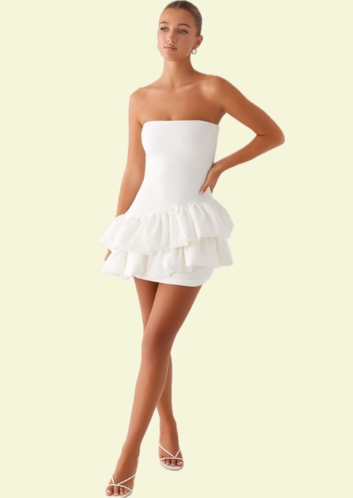 White Ruffle Mini Dress