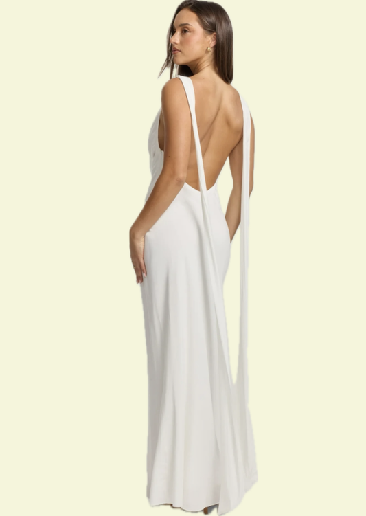 Ivory Cascade Maxi Dress - Pineloue