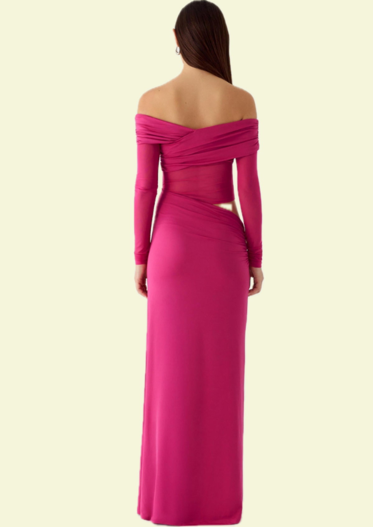 Fuchsia Off Shoulder Cut Out Maxi Dress - Pineloue