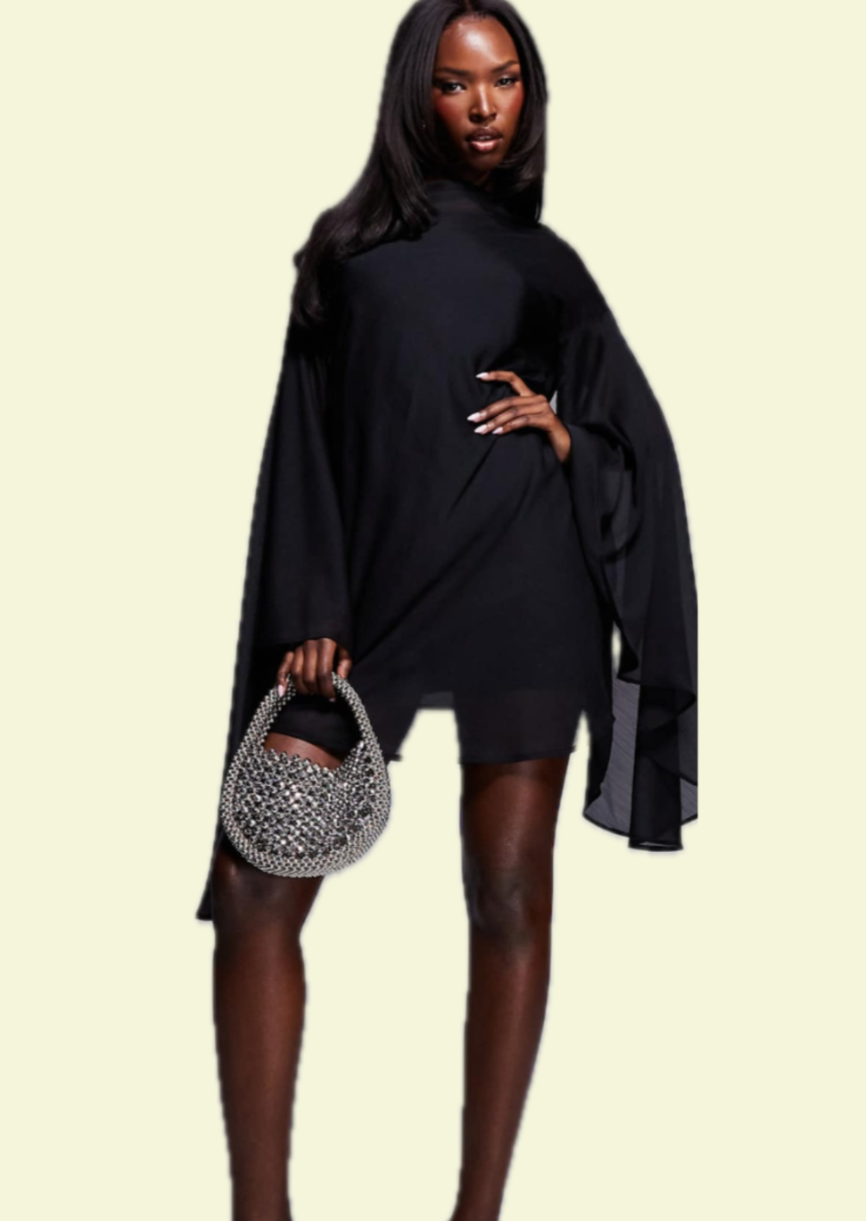 Black Butterfly Mini Dress - Pineloue