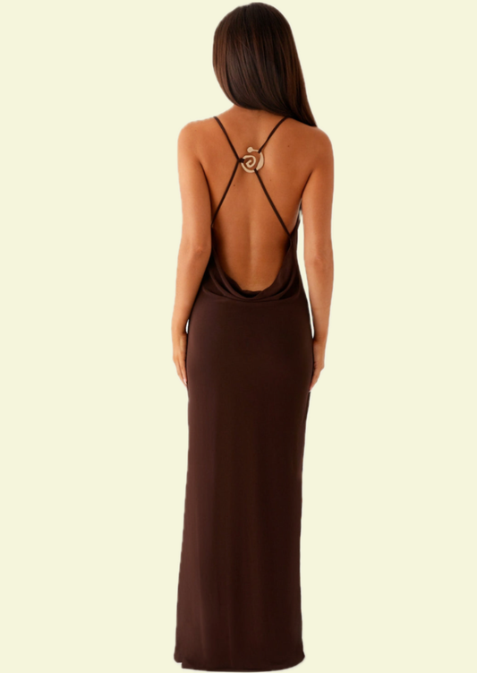 Chocolate Muse Maxi Dress - Pineloue
