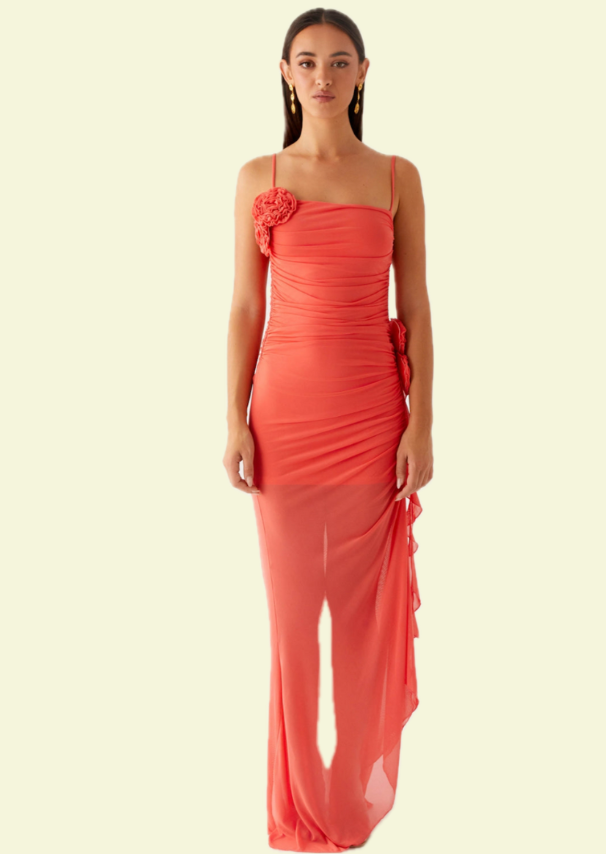 Coral Bloom Maxi Dress - Pineloue