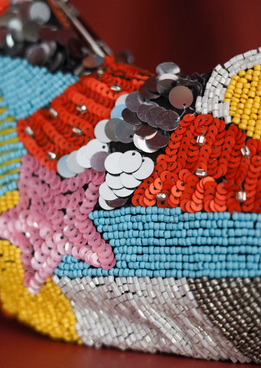 Beaded Patchwork Moon Bag