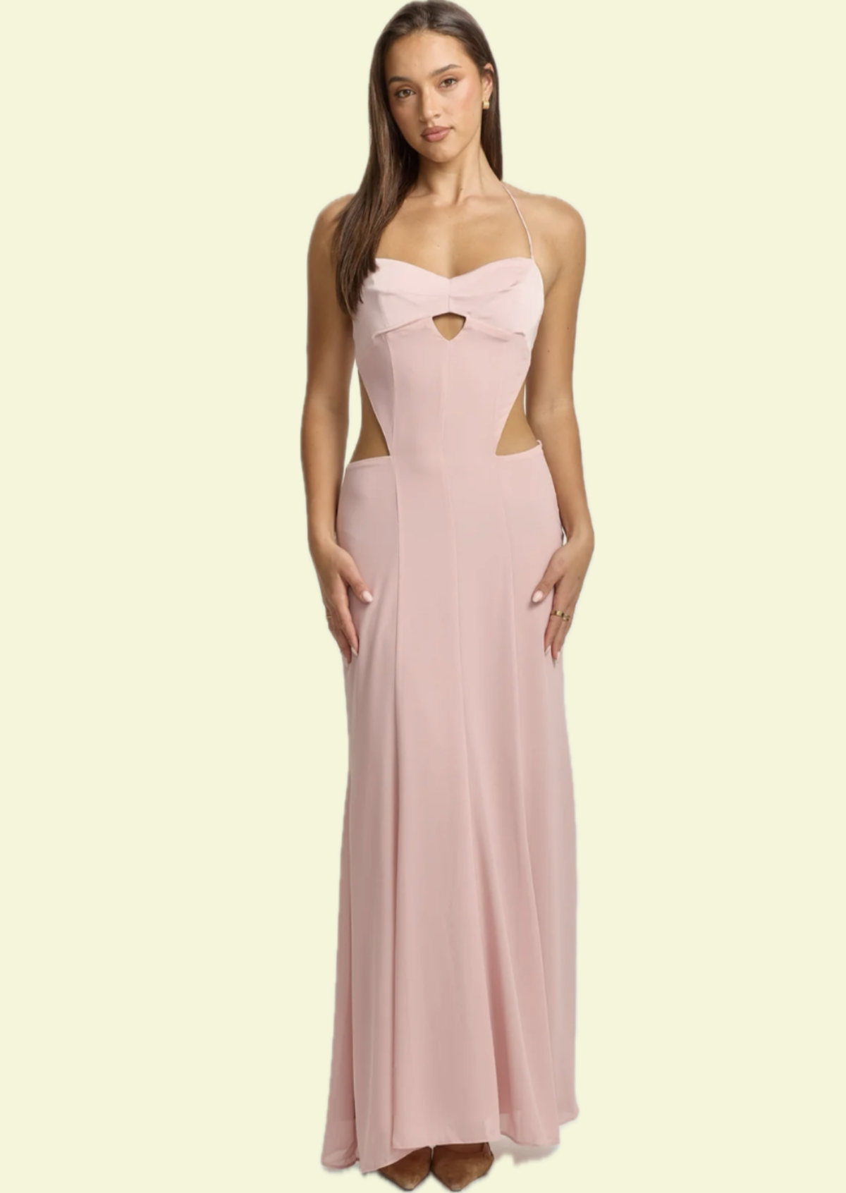 Blush Cut-Out Maxi Dress - Pineloue