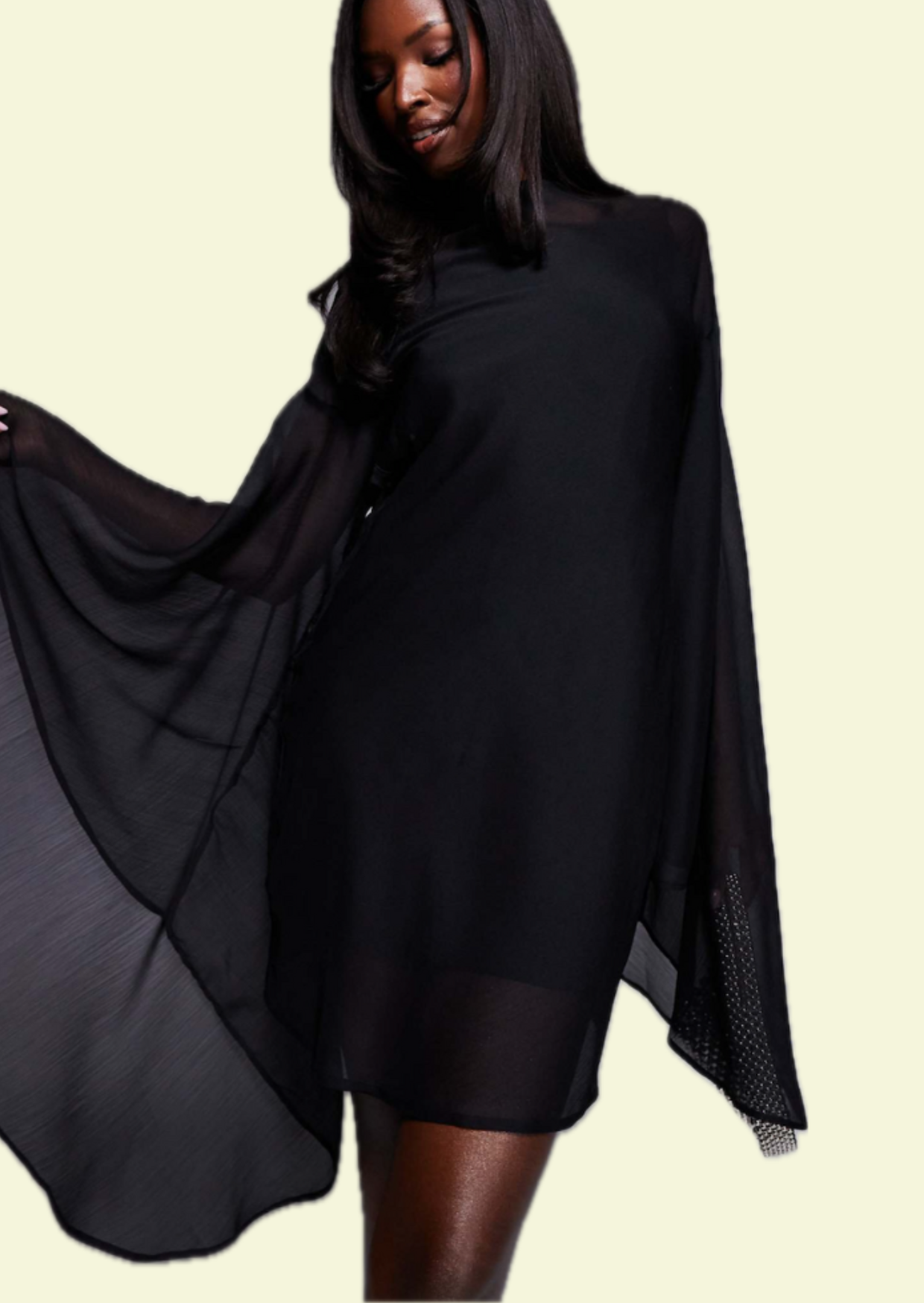 Black Butterfly Mini Dress - Pineloue