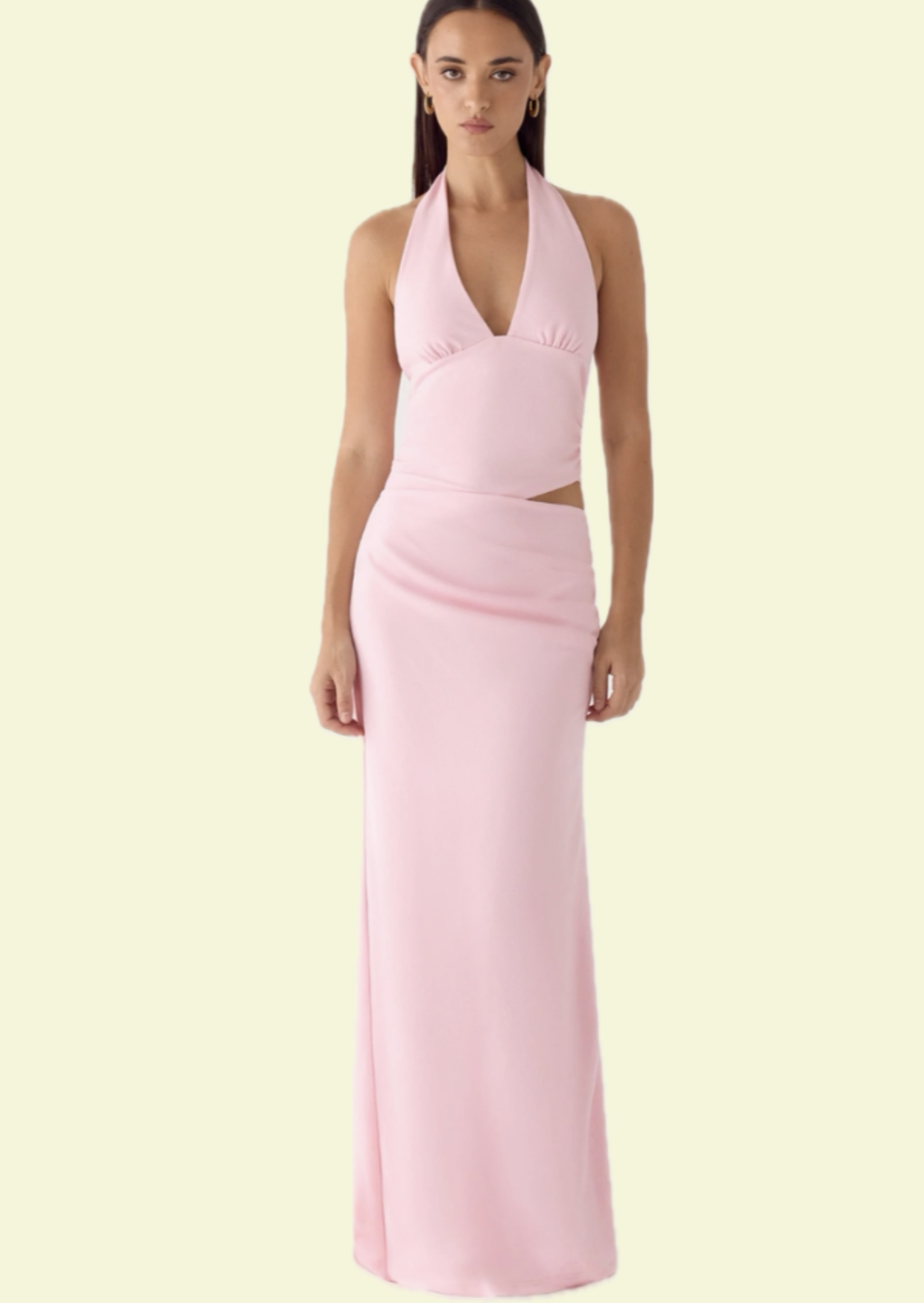 Pink Halter Cut-Out Maxi Dress