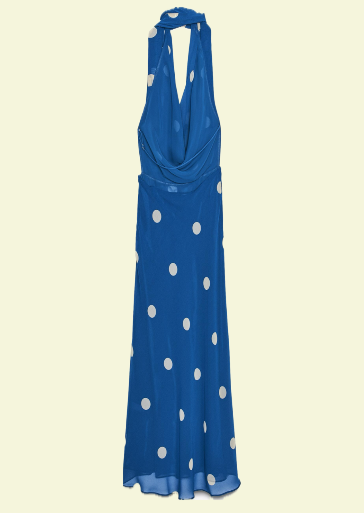 Blue Polka Halter Maxi Dress - Pineloue