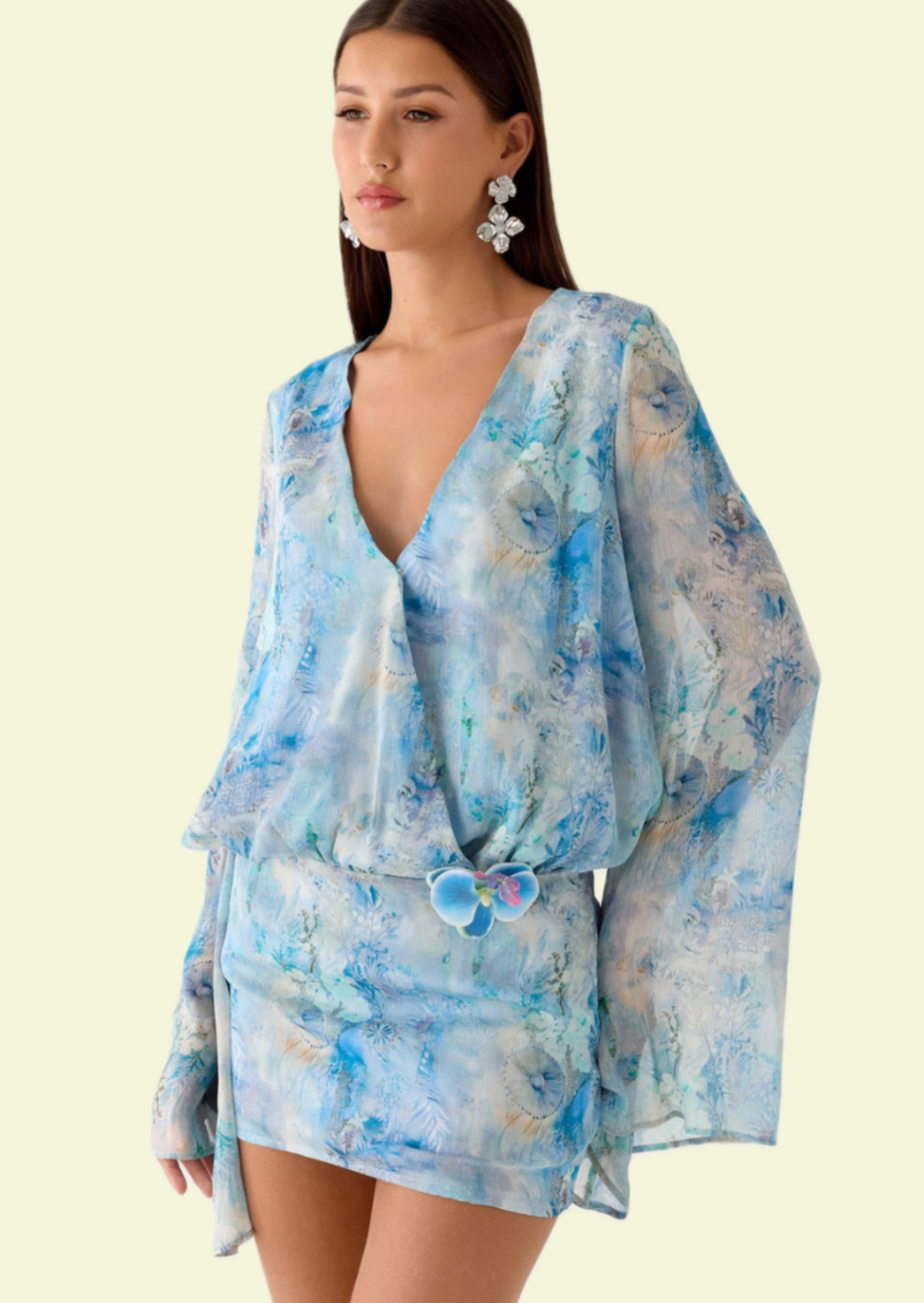 Ocean Blue Kaftan Mini Dress