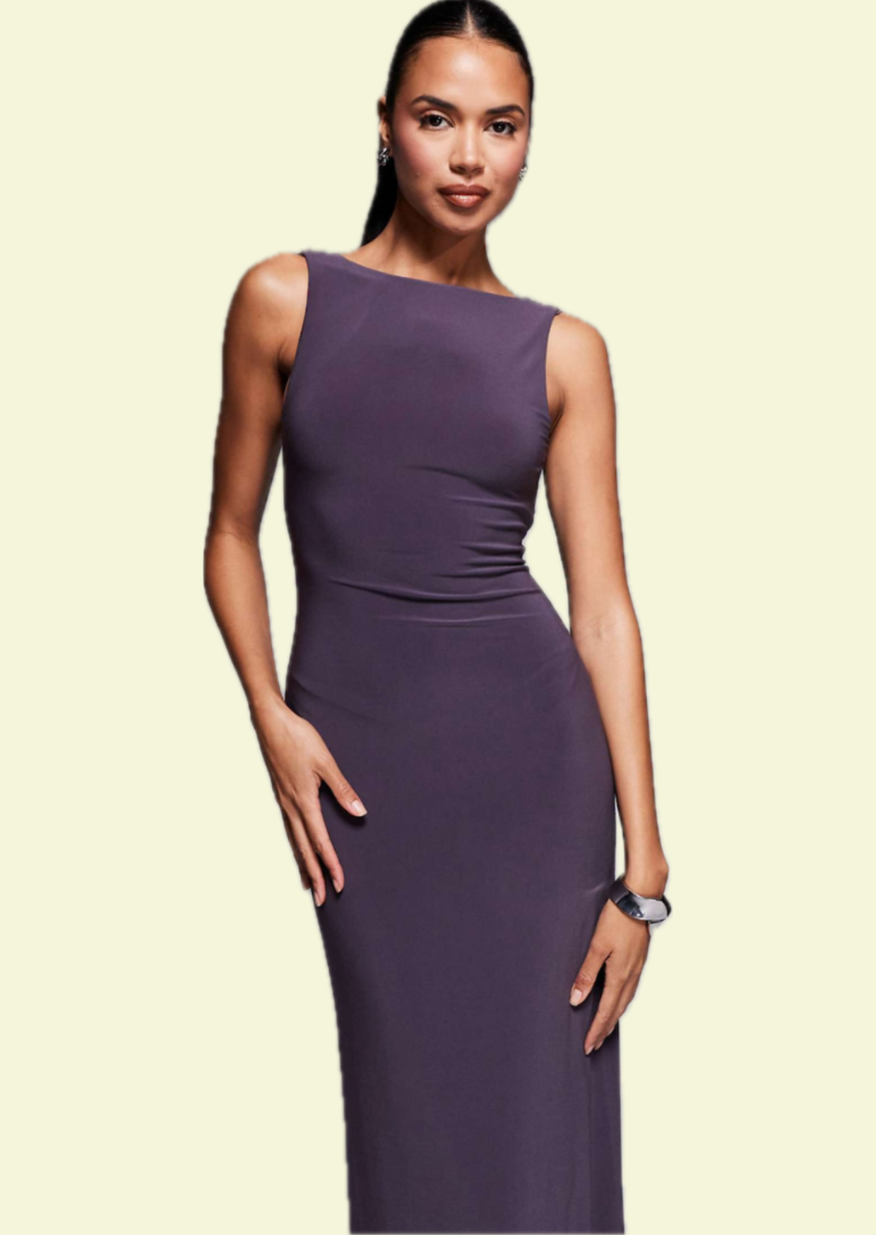 Plum Open Back Maxi Dress - Pineloue