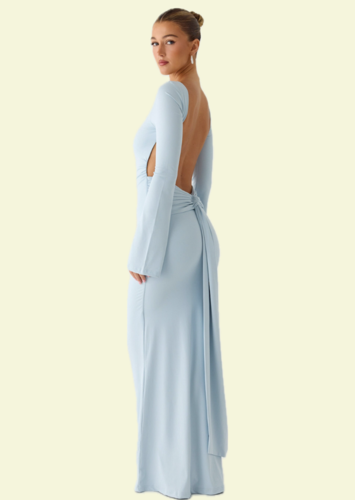 Ice Blue Knot Back Maxi Dress - Pineloue