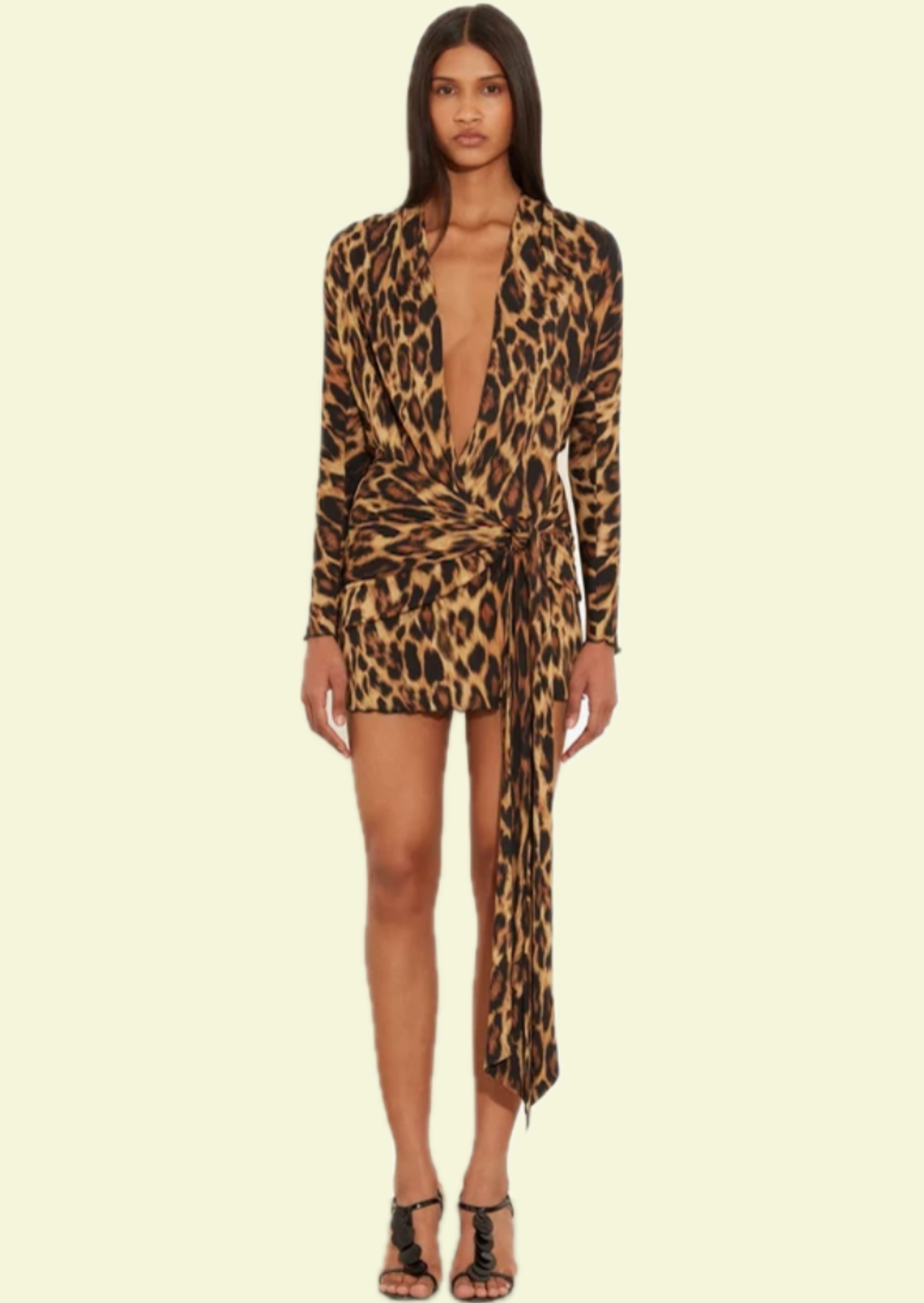 Wild Leopard Wrap Mini Dress - Pineloue