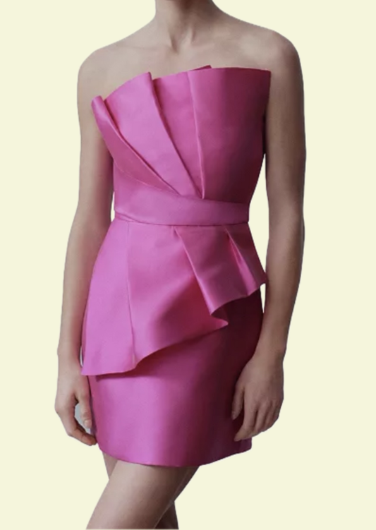 Fuchsia Peplum Mini Dress