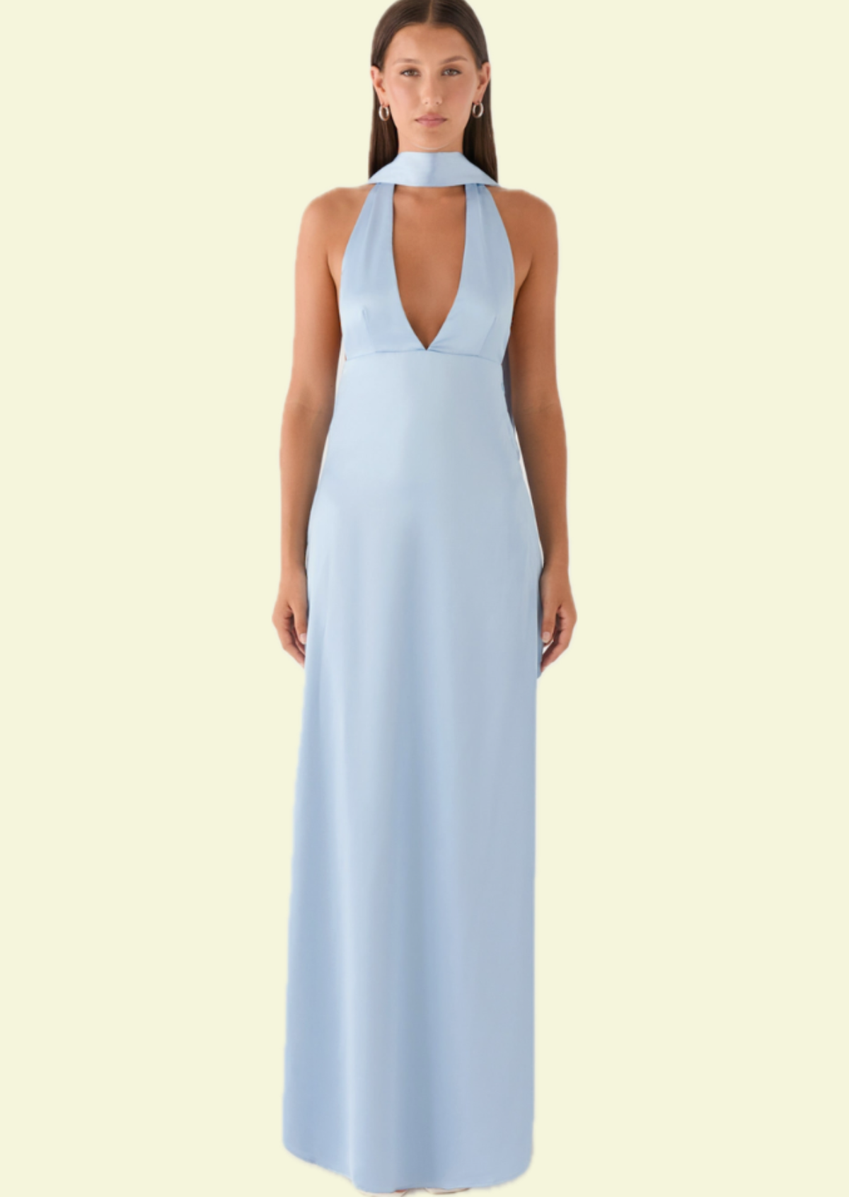 Powder Blue Open Back Maxi Dress - Pineloue