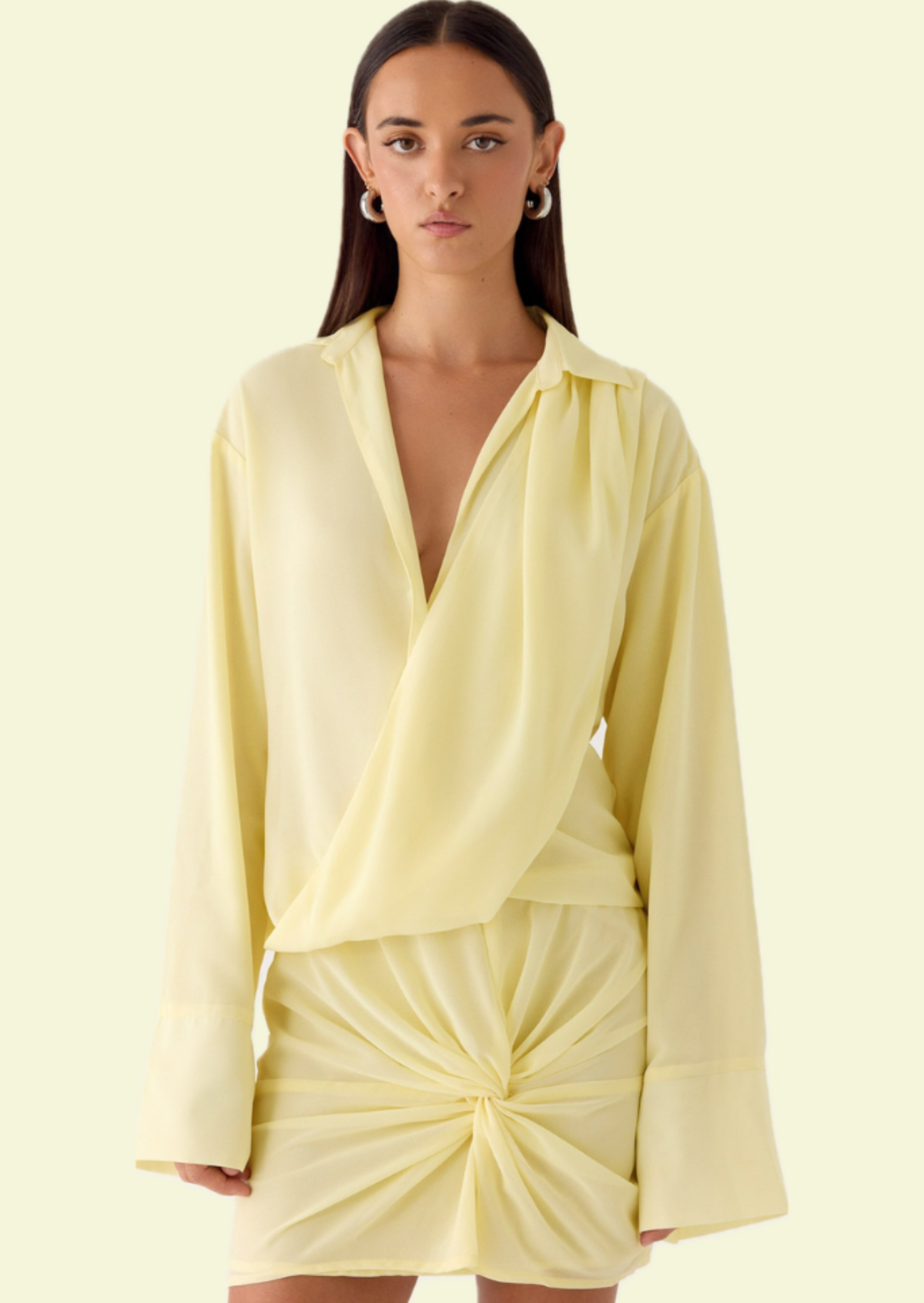 Lemon Twist Shirt Mini Dress - Pineloue