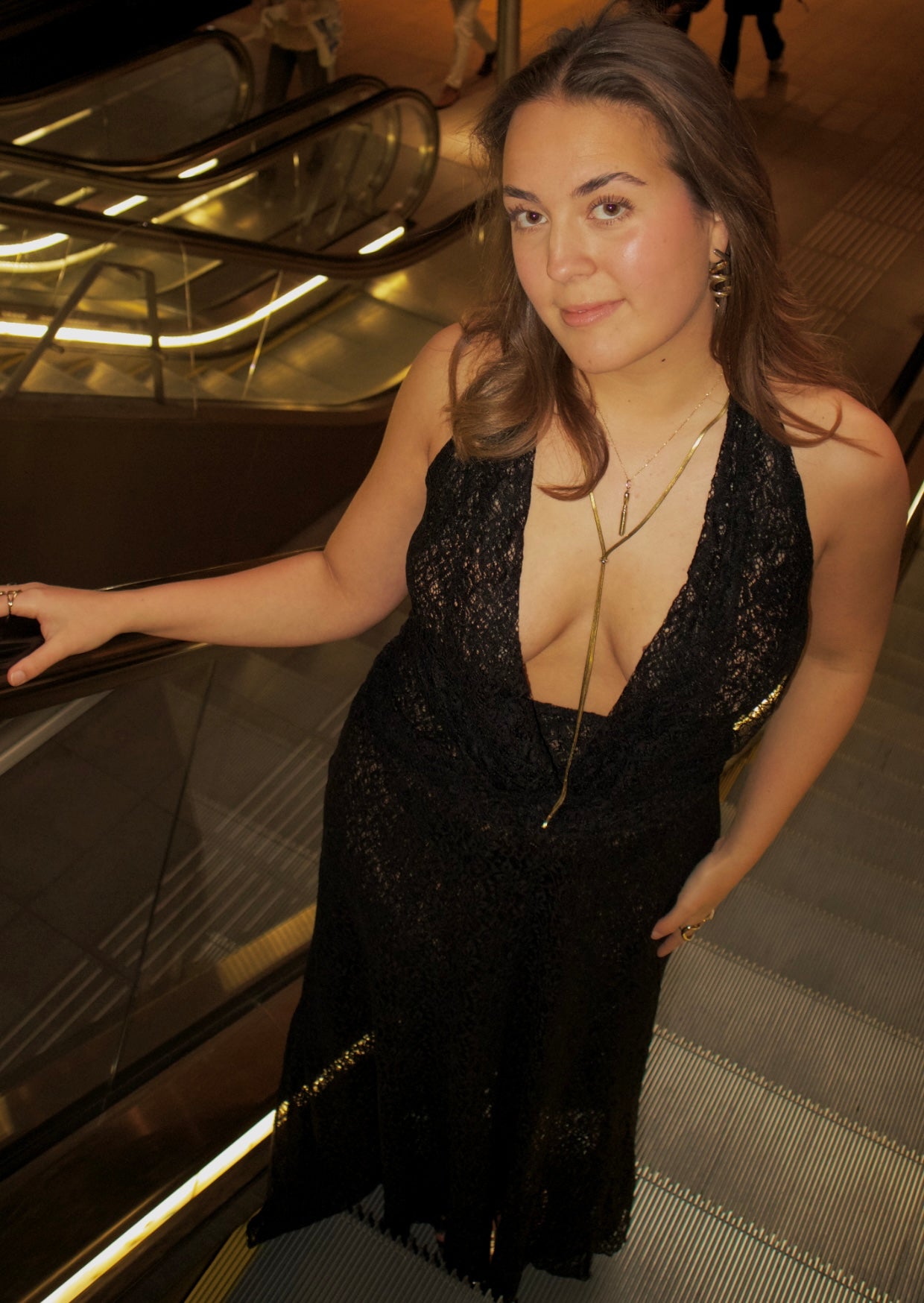 Bovenaanzicht Black Lace Maxi Dress