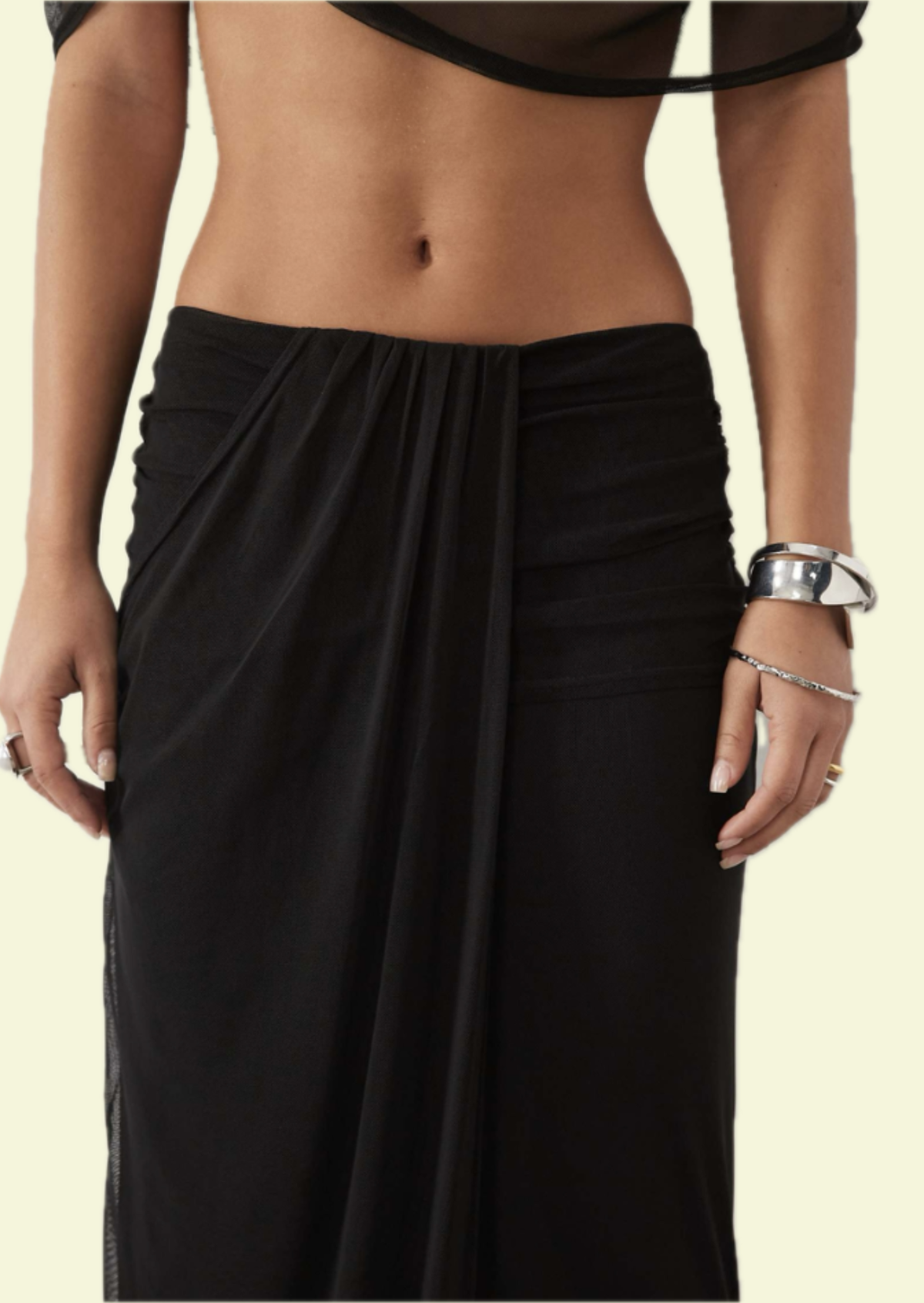 Noir Drape Maxi Co ord Set - Pineloue