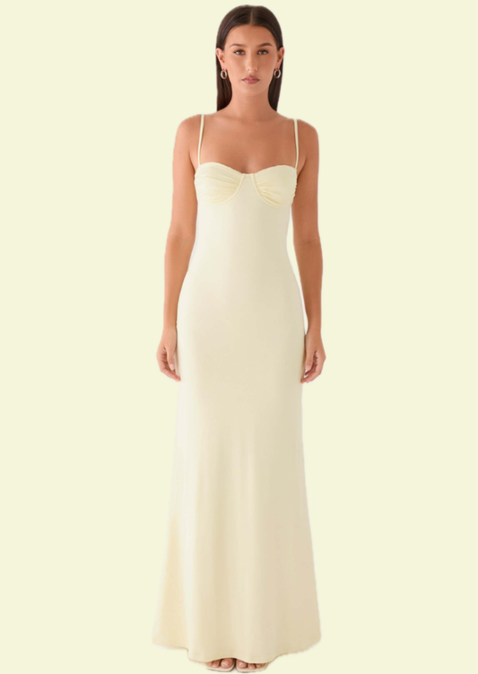 Vanilla Bustier Maxi Dress - Pineloue